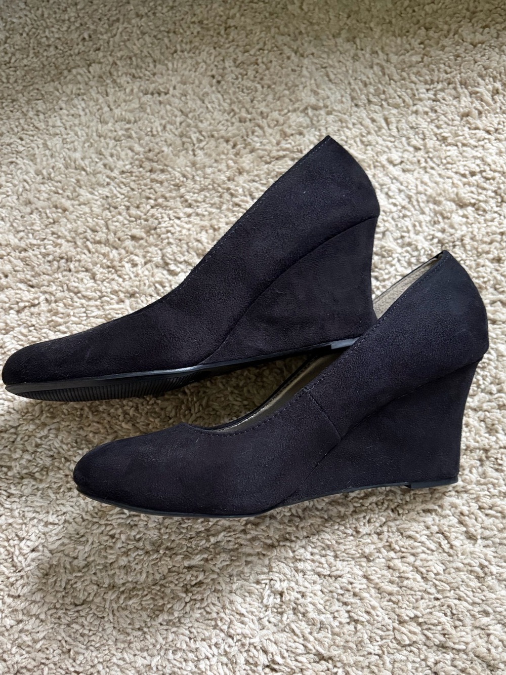Black Suede Wedge Heels